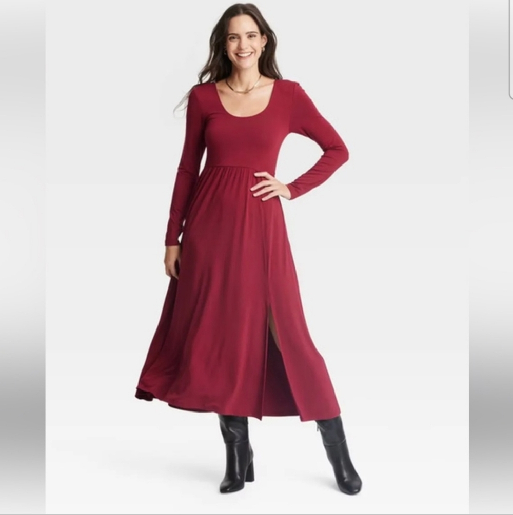 Long Sleeve Knit Ballet Maxi Dress